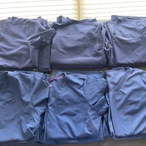 Lot of 6 Navy Scrub Sets - Figs, Cherokee Infinity, Barco One, Healing Hands